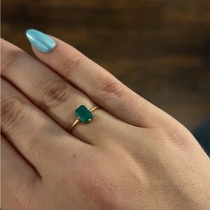 Elegant 14k Gold Plated and Jade Ring